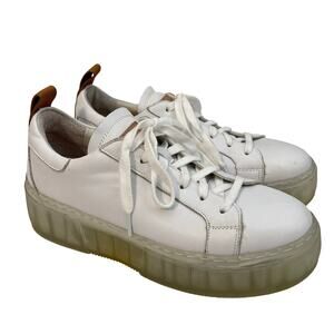 42 Gold Womens Glee Platform Sneakers Low Top Lace Up Fashion Shoes sz 8.5 White